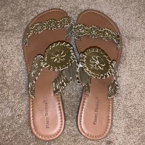 Pierre Dumas gold Rosetta sandals